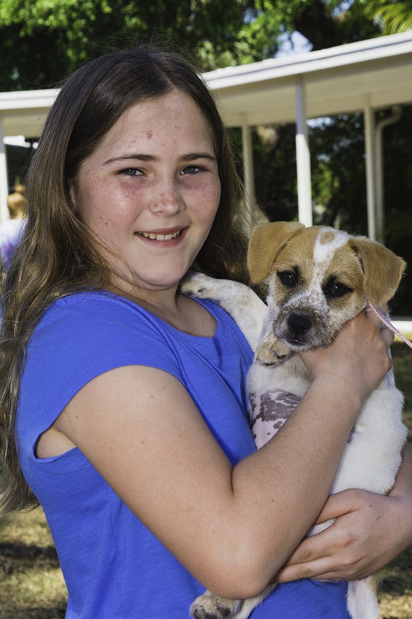 Julia Reedy holds Eleanor, a puppy looking for her forever home.