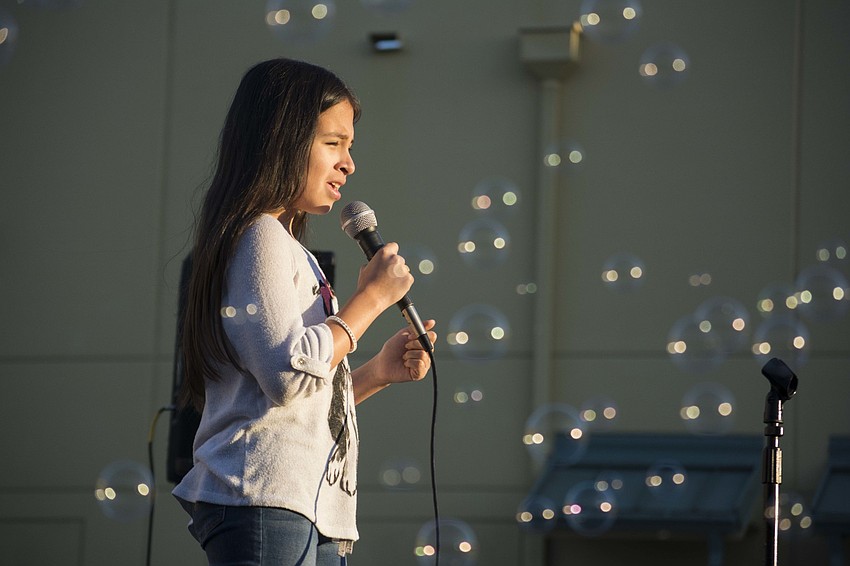 Fourth-grader Alexa Jaime took the spotlight along with bubbles.