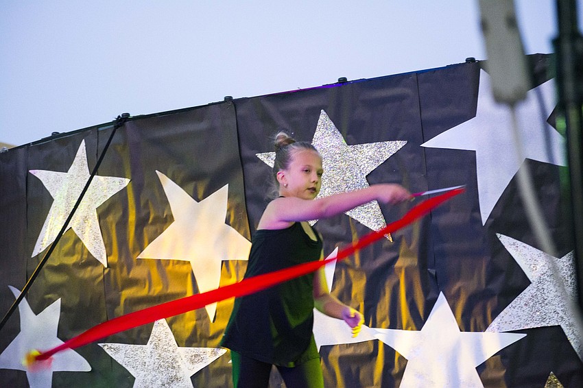 Fifth-grader Brynn Midura did a lyrical ribbon routine.