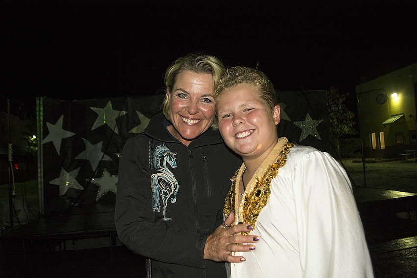 Caroline Williams congratulated her son, Dominick Bauer, after he closed the show with a sharp juggling/balancing act.