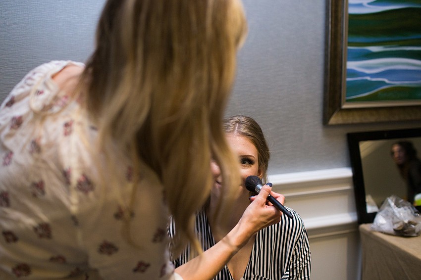 Haley Mcelravy gets her makeup done.