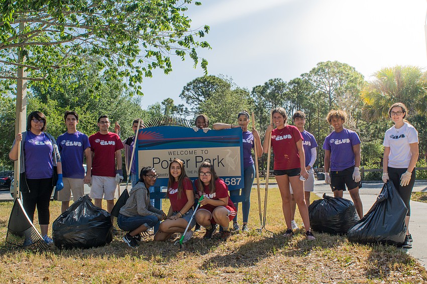 Boys and Girls Clubs of Sarasota County high school students gathered at Potter Park to do some clean up.
