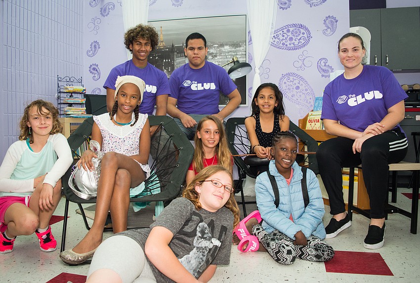 Boys and Girls Club members Angelo, Dawit and Sune led activities with students at Girls Inc.