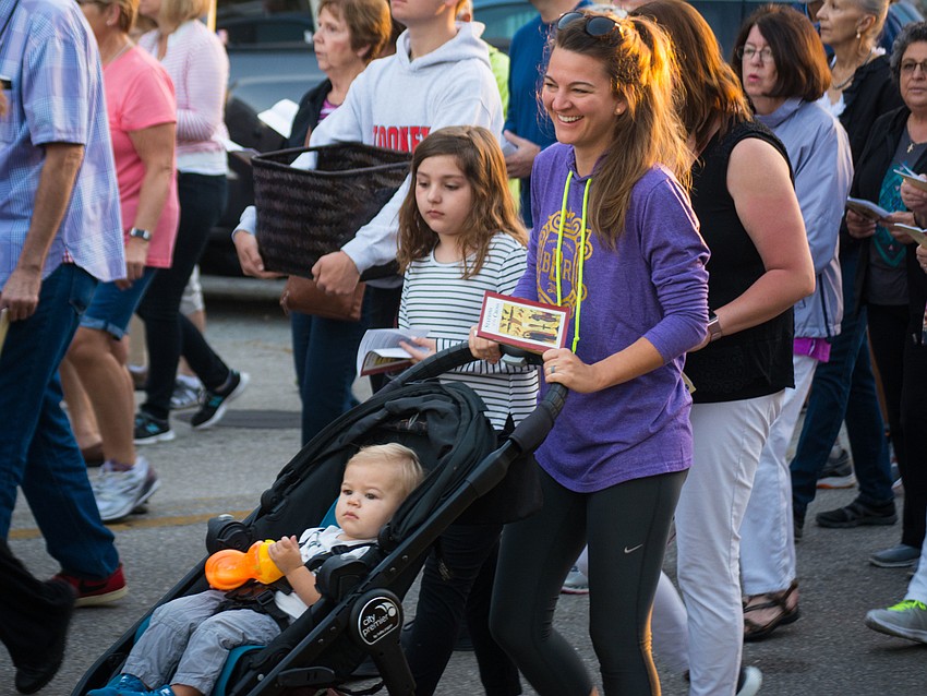 Mary Darby Guidroz walks with her son, Chip.
