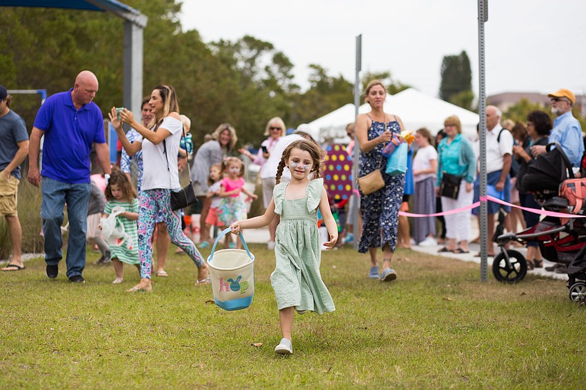 Francessa Disilvio dashes towards the eggs.