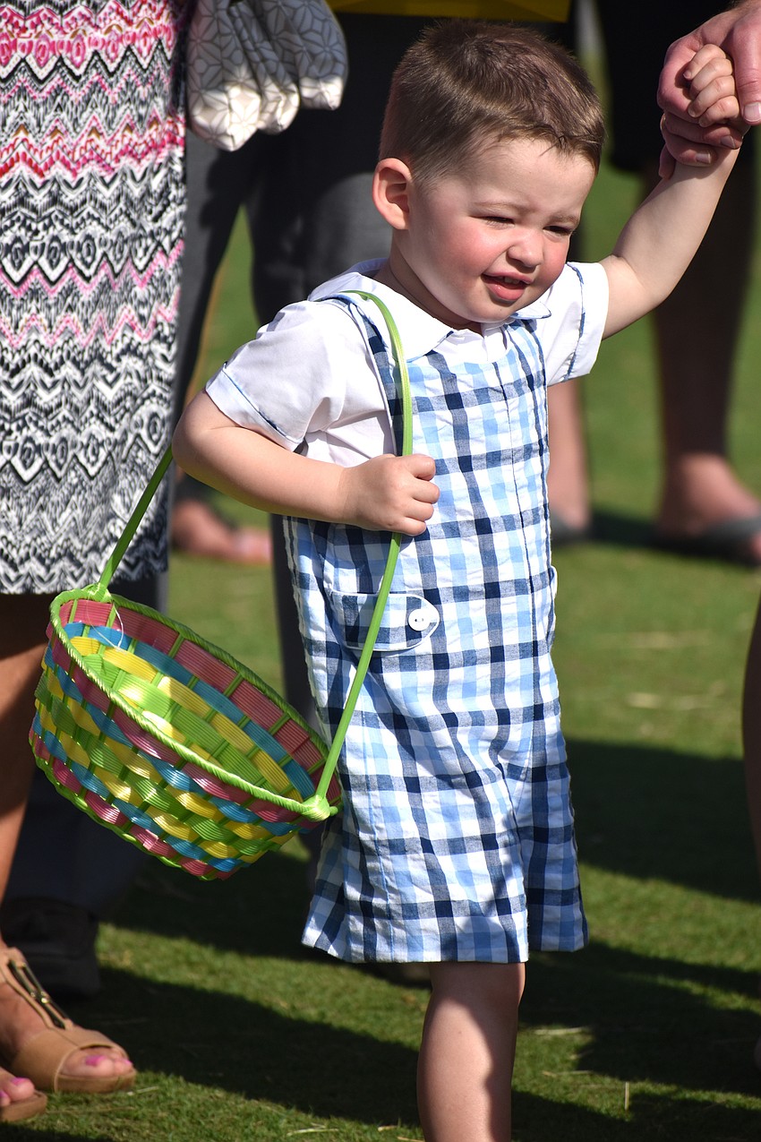 Silas Barksdale waits for the egg hunt to begin.