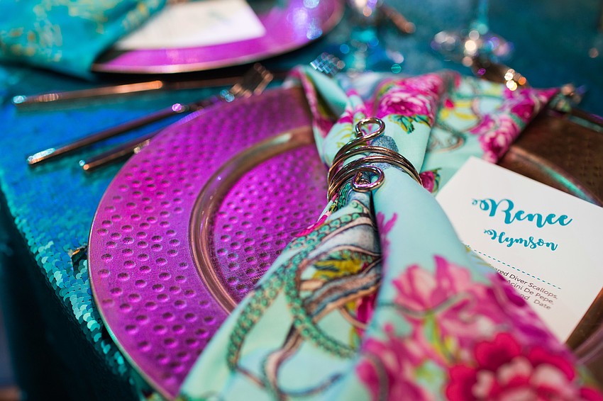 The tablecloths sparkled and shined.