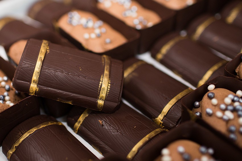 Chocolate treasure chests were served for dessert.