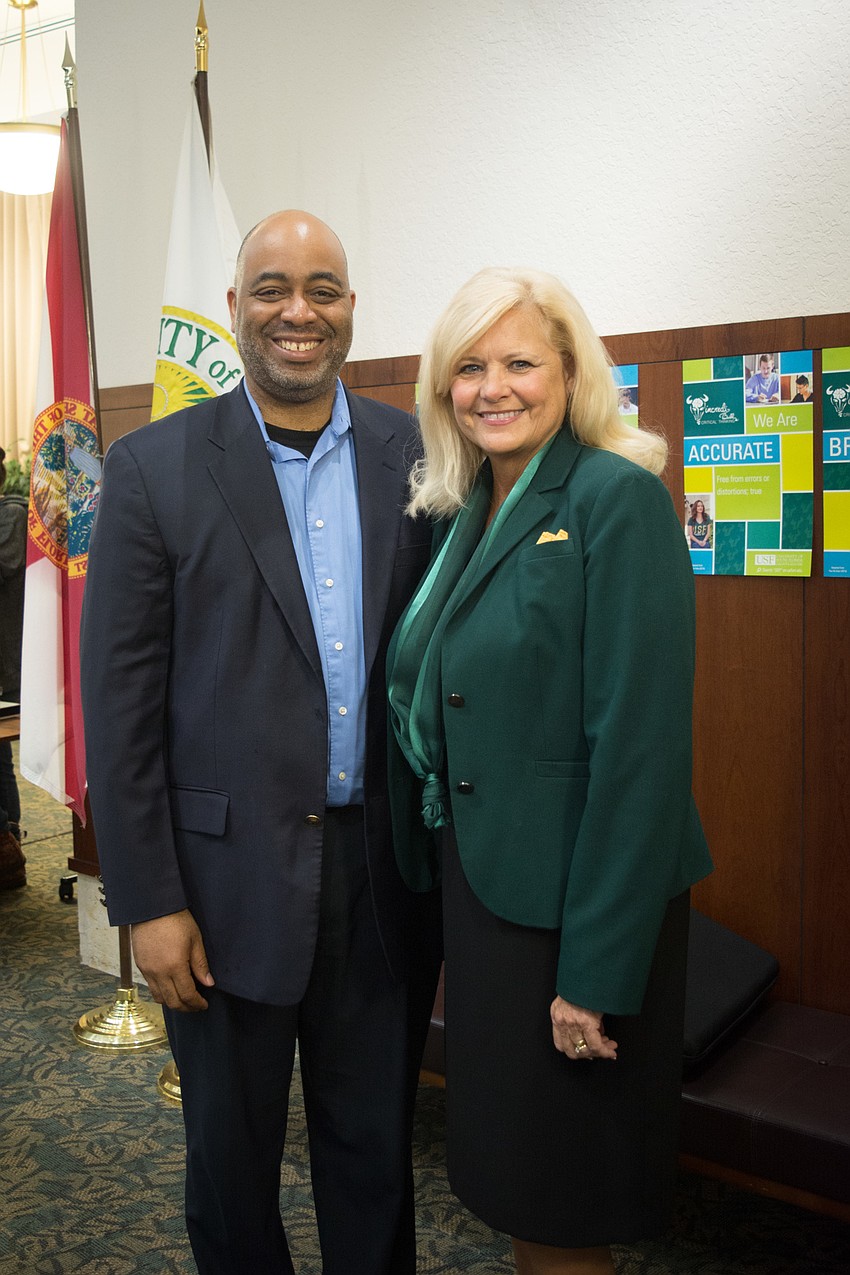 Adrian Miller and Interim Regional Vice Chancellor for Academic Affairs Bonnie Jones