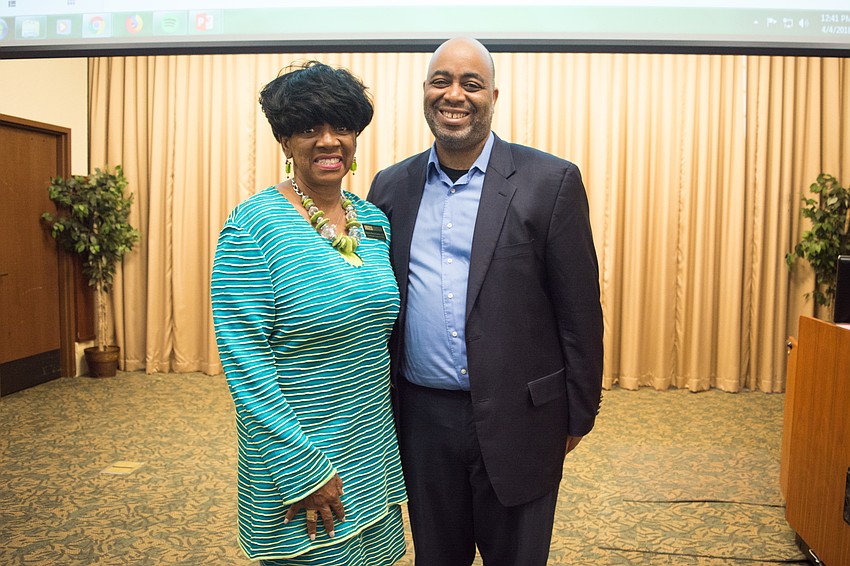 Coordinator of the Center for Partnerships for Arts-integrated Teaching Denise Davis-Cotton with Adrian Miller