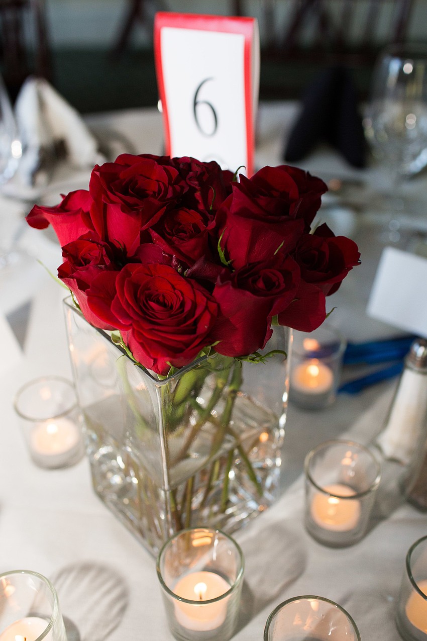 Roses decorated each table.
