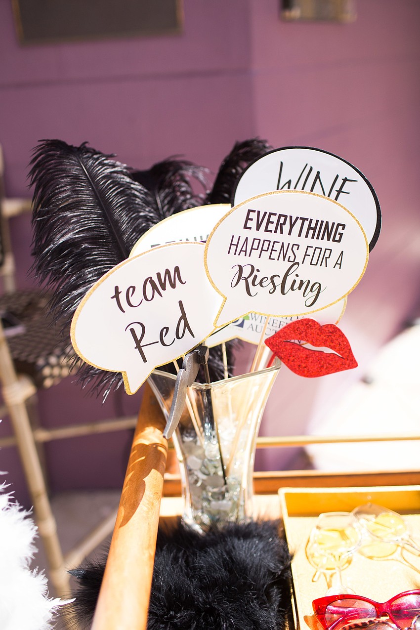 Photo booth props were all about wine.