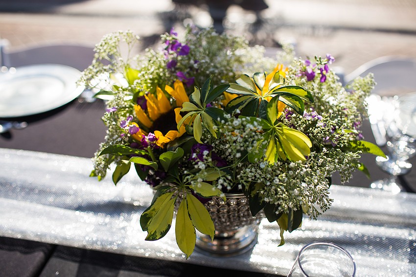 Floral arrangements decorated the table.