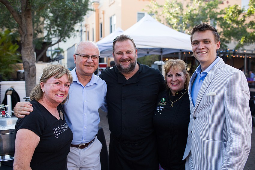 Florida Winefest Board President Sandy Loevner, Greg Jung, Chef Laszlo Bevardi, Chef Mara Cristiani and Chef Samuel Ray
