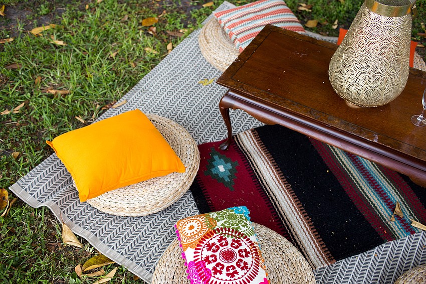 Guests lounged on the grass at the 