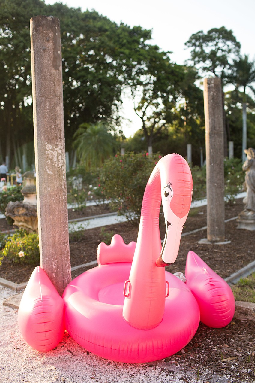 Flamingos greeted guests as they entered the 