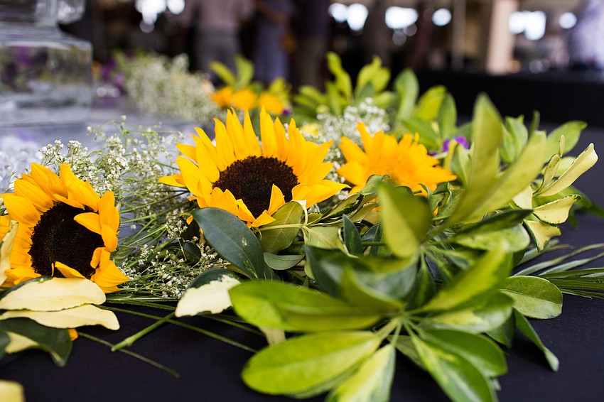 Sunflowers decorated the tent.