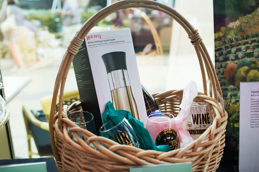 Silent auction items included baskets and wine, among others.