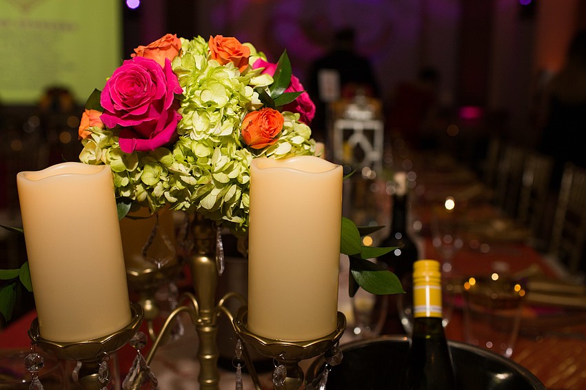 Gold decor was placed around the venue.