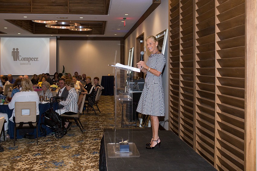 Co-Chairwoman Faith Goldman opens the luncheon.