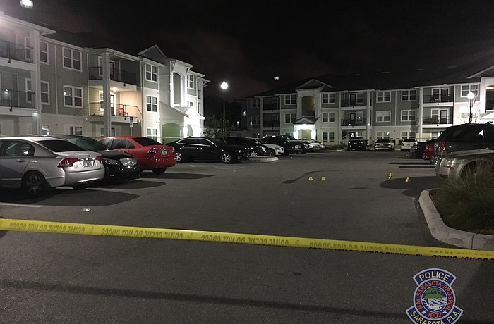 The crime scene on Central Avenue is still being investigated. (Sarasota Police photo)