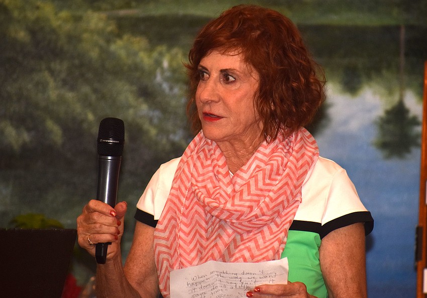 Debbie Rand addresses the group before lunch.