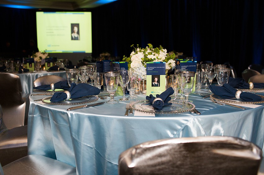 Hues of blue decorated the ballroom.