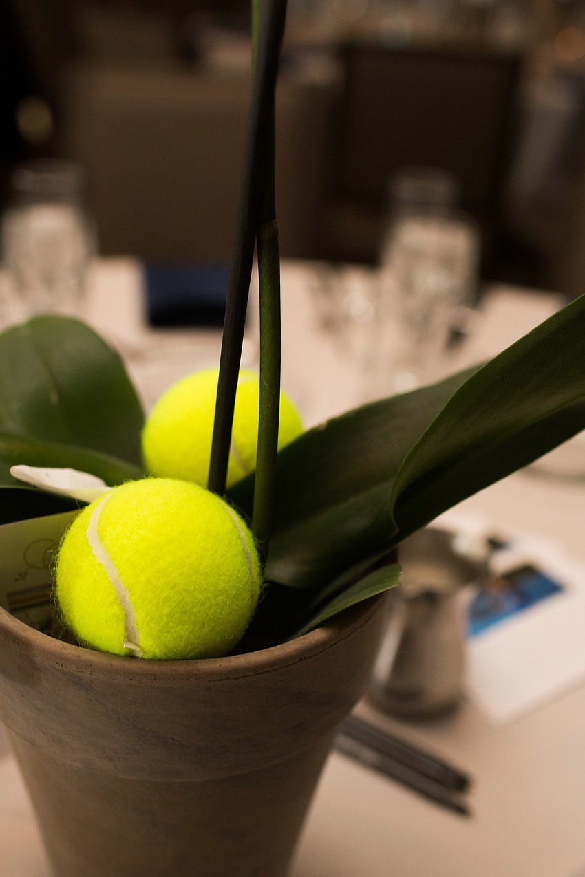 Tennis balls were placed in the orchid pots.