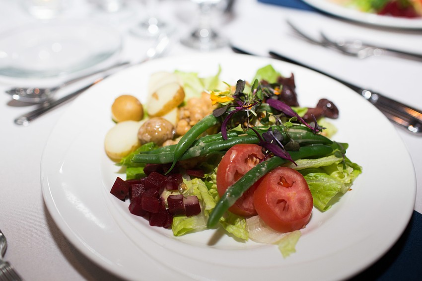 A French-inspired salad was the first course.
