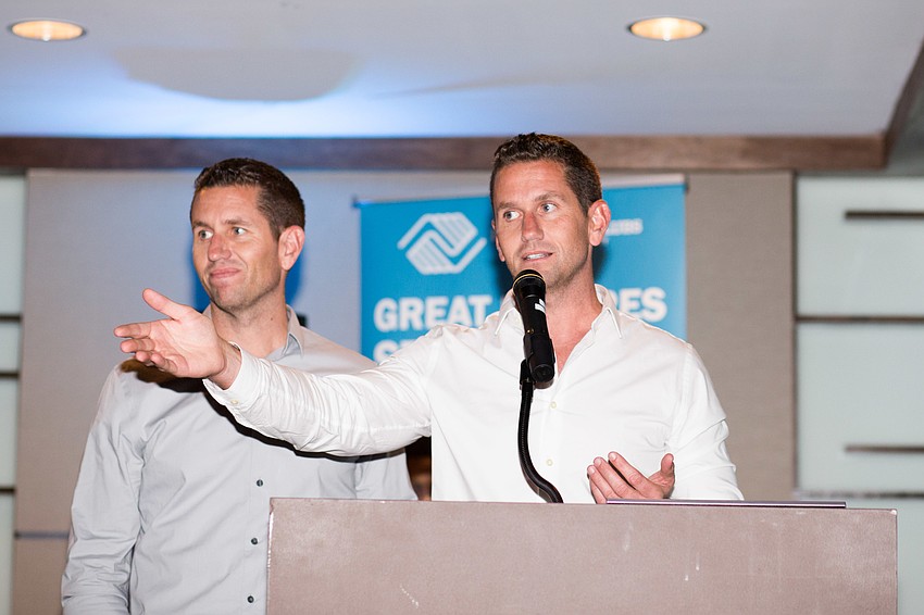 Brock and Blake Gratton address the guests.