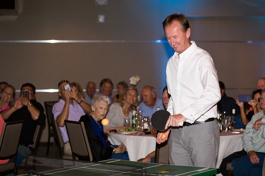 Petr Korda plays ping pong against Jimmy Arias.