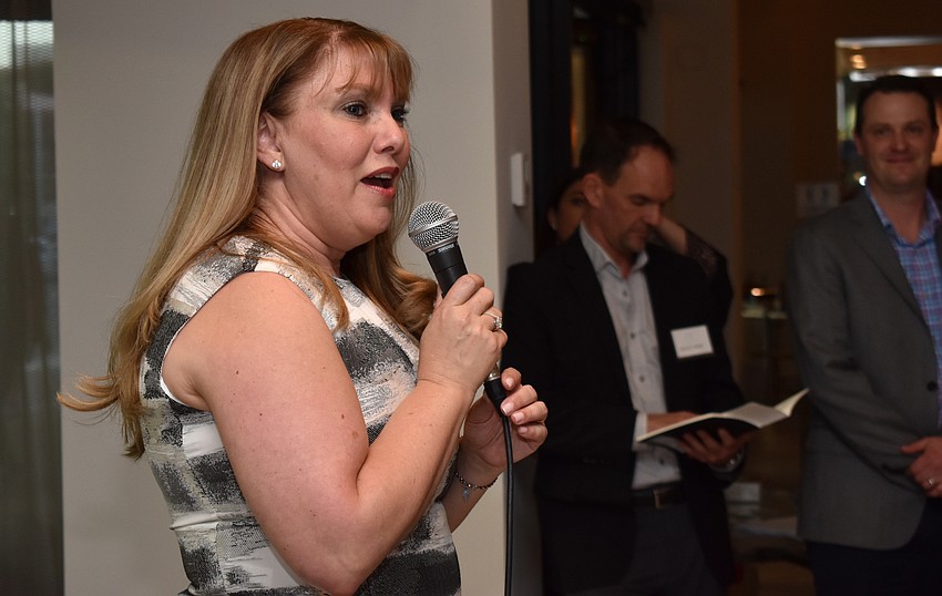 Art Curator for Art Ovation Hotel Francine Birbragher-Rozencwaig welcomes the crowd.