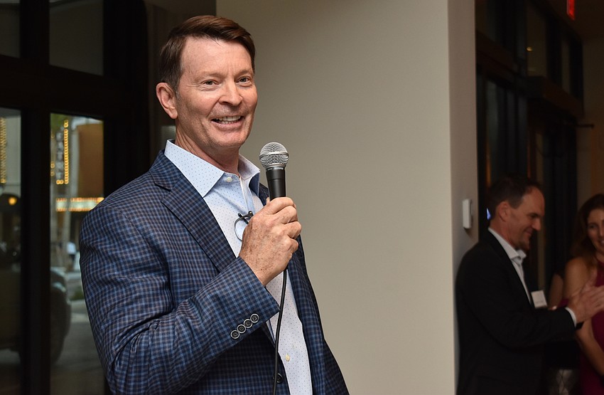 Partial owner and President and CEO of Floridays Development Company Angus Rogers addresses the crowd.