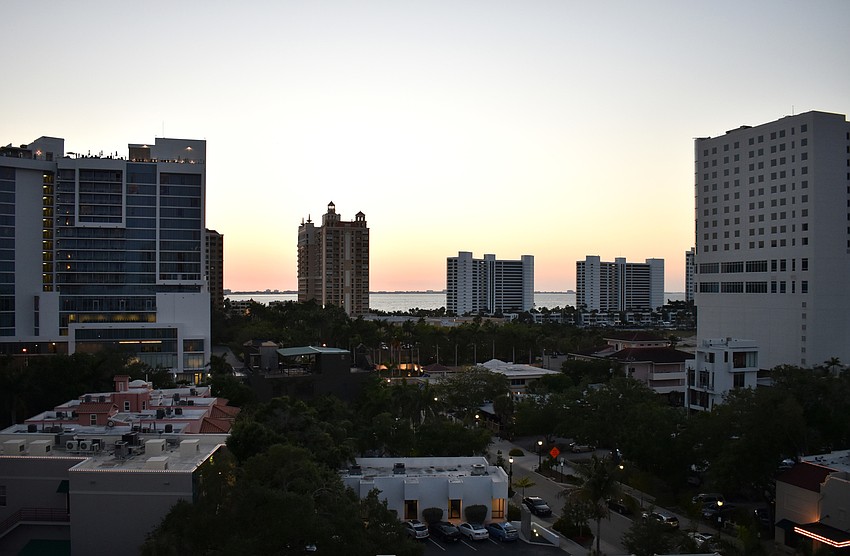 Guests enjoyed the sunset over Sarasota Bay from the hotel’s eighth-floor rooftop.