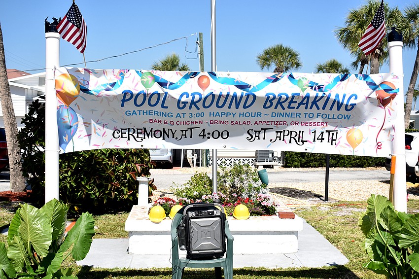 The groundbreaking marks the site for a pool at Twin Shores.