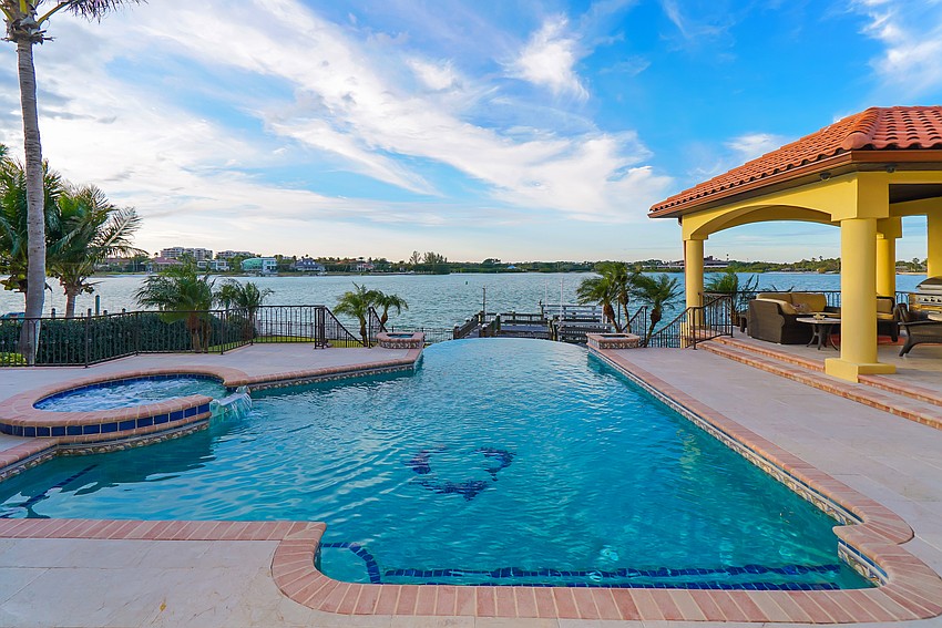An infinity pool looks into the water.