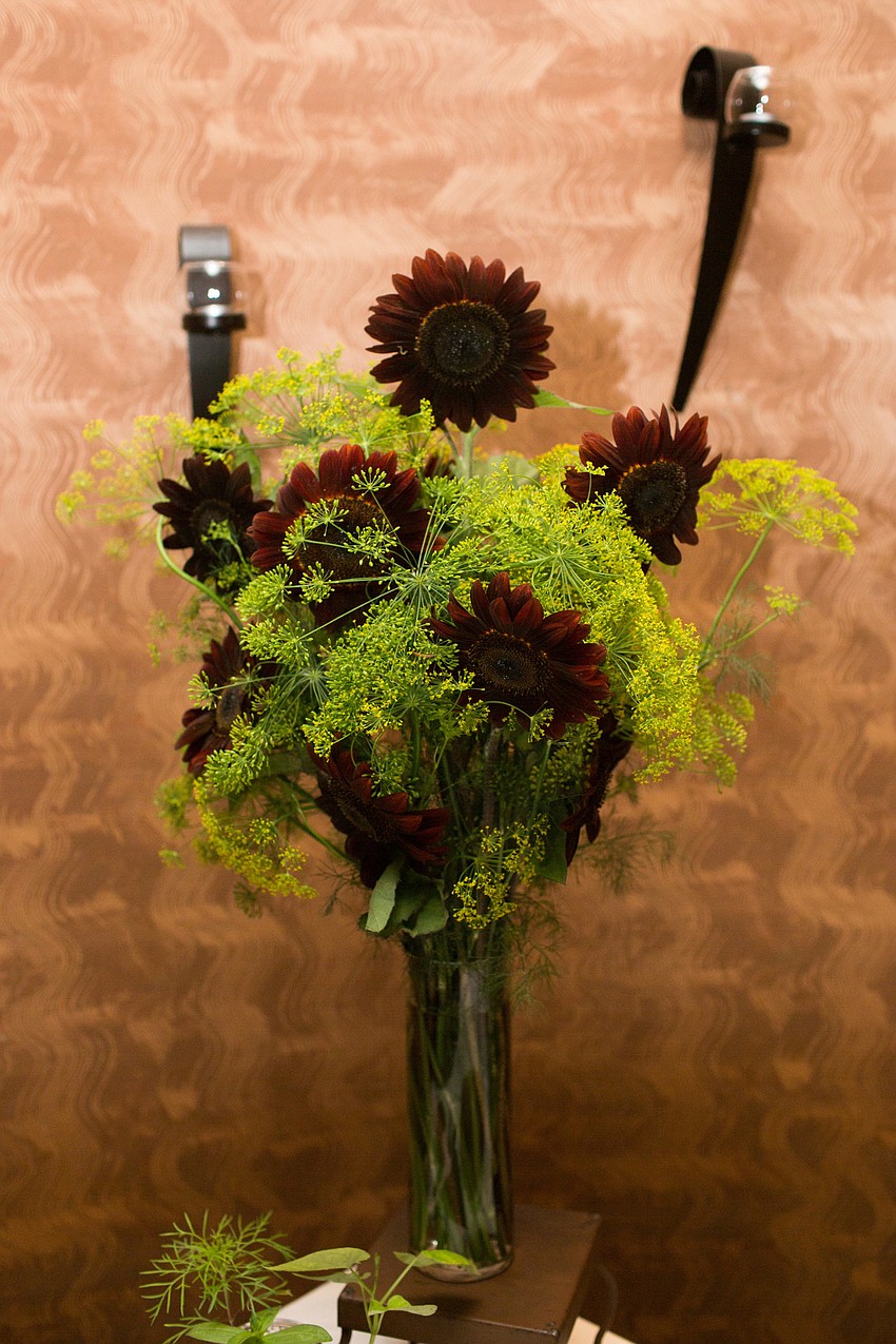 Flowers from the school's outdoor garden decorated the restaurant.