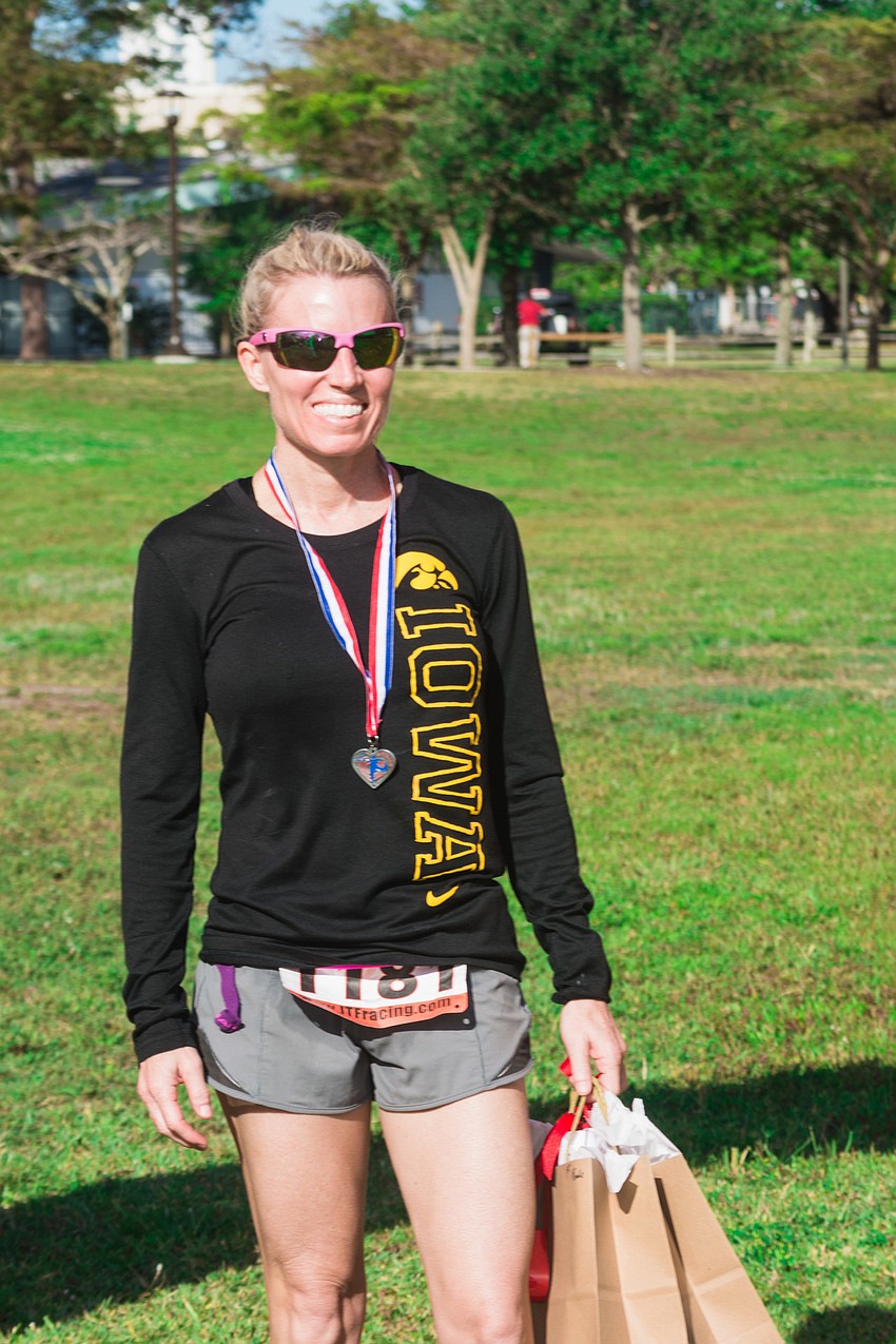 Christine Keller took first place for the women during the 5K.