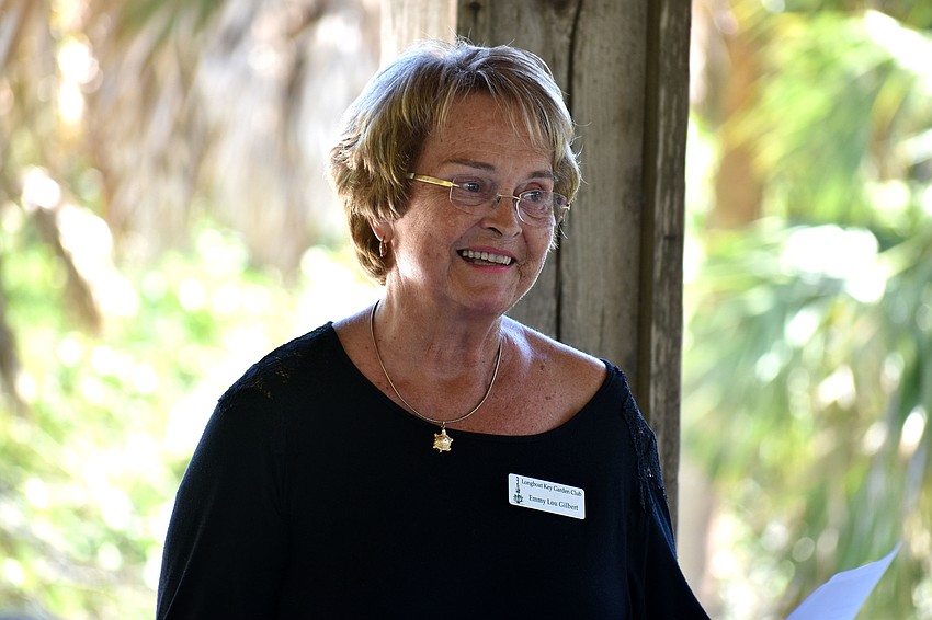 Grant Chairwoman Emmy Lou Gilbert addresses the crowd.