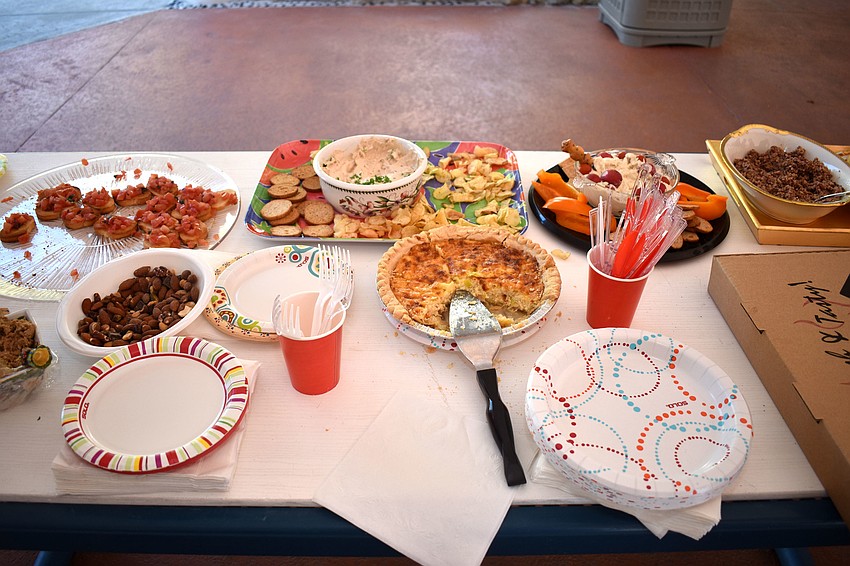 Residents brought appetizers and various dishes to share.