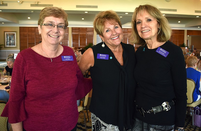 Honorary lifetime Auxiliary member Lori Deitz, Auxiliary President Linda Bergen and honorary lifetime Auxiliary member Gay Zuercher