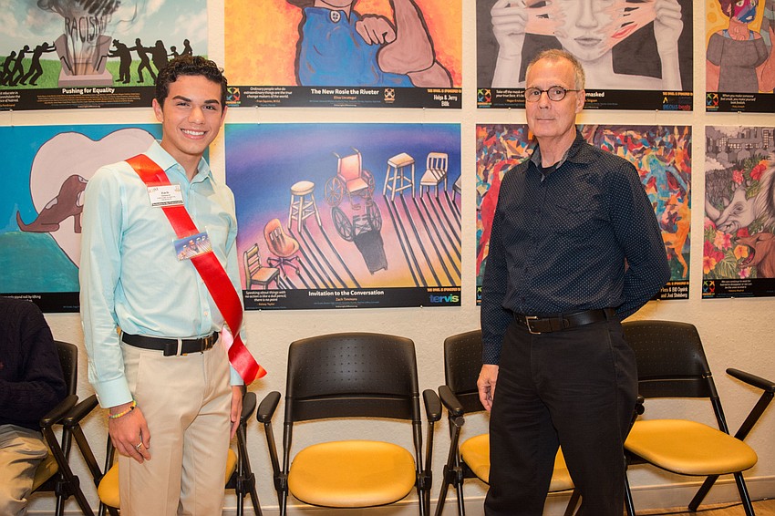 Booker High School student Zach Timmons with his teacher Jeffrey Cornwall.