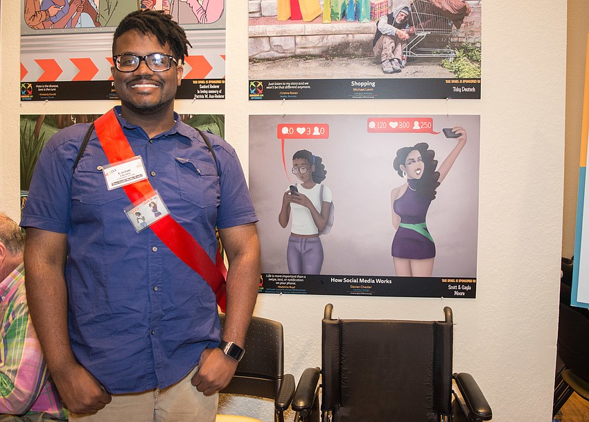 Davian Chester with his winning artwork entry.