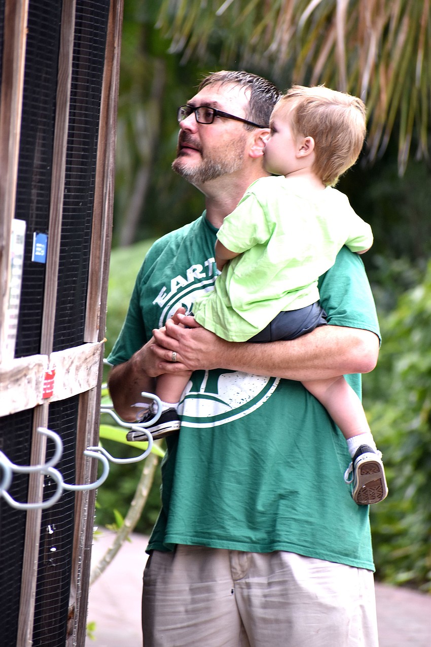 Abe and George Kozma check in with some of the birds.