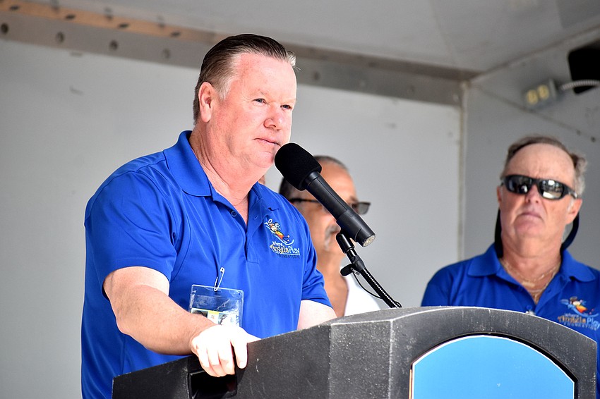 Where Angels Play Foundation Founder Bill Lavin shares the organization’s mission with the crowd.