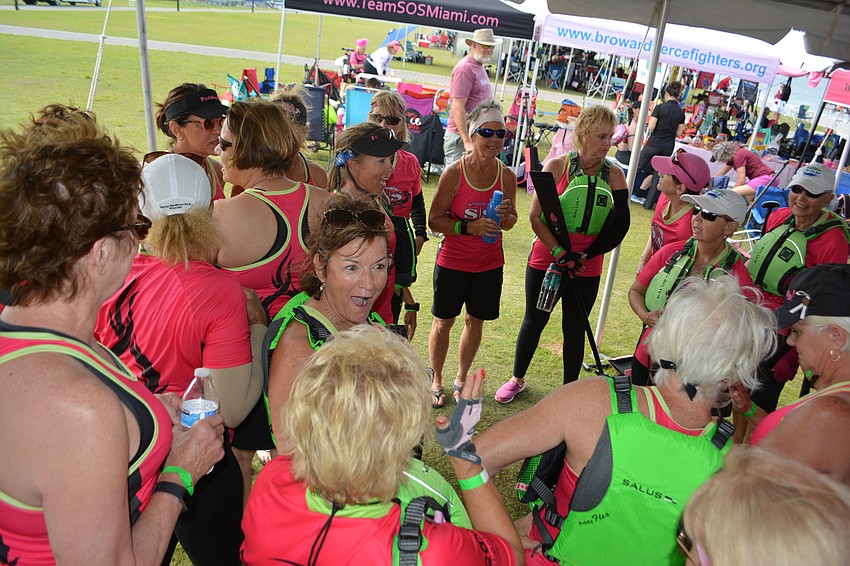 University Park's Jackie Mori, facing the camera in center, said Survivors in Synch competes three times a week against each other to build their competitive edge.
