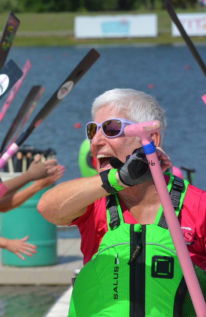 Jackie Frascella celebrates being part of a team record in winning the final in 2:25.