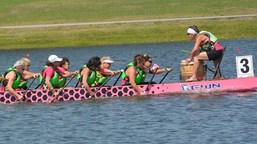 Drummer Dana Bauer, far right, keeps her teammates in rhythm during the finals.