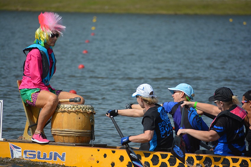 Although Dragon Boat racing can be serious business for the competitors, there always is room to clown around.