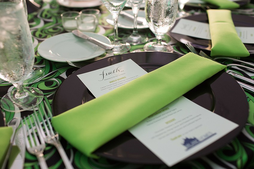 Guests enjoyed a salad, entree and dessert for dinner.